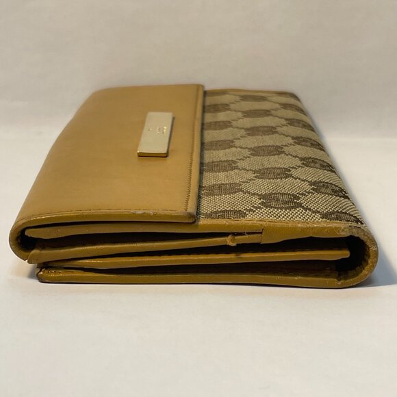 Gucci Vintage Leather and Canvas Double Hook Long Wallet - Preowned - Picture 3 of 15